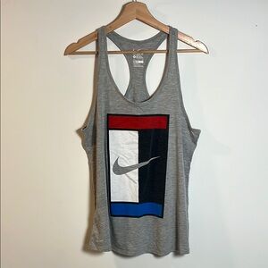 Vintage Nike Gray Tank Top with Color Block Design